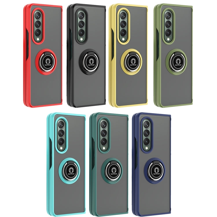 For Samsung Galaxy Z Fold4 Q Shadow 1 Series TPU + PC Holder Phone Case(Yellow) - Galaxy Z Fold4 5G Cases by buy2fix | Online Shopping UK | buy2fix