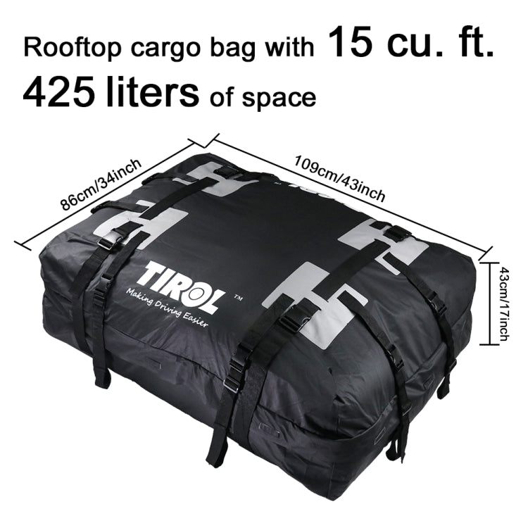 TIROL T24528 15 Cubic Foot Car Universal Rainproof Roof Luggage Outdoor Camper Roof Bag - Roof Racks by buy2fix | Online Shopping UK | buy2fix