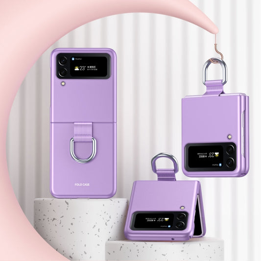 For Samsung Galaxy Z Flip4 Skin Feel Folding Phone Case with Drawstring Key Chain(Purple) - Galaxy Z Flip4 5G Cases by buy2fix | Online Shopping UK | buy2fix