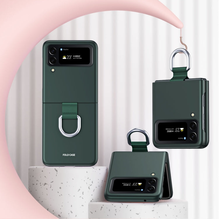 For Samsung Galaxy Z Flip4 Skin Feel Folding Phone Case with Drawstring Key Chain(Green) - Galaxy Z Flip4 5G Cases by buy2fix | Online Shopping UK | buy2fix