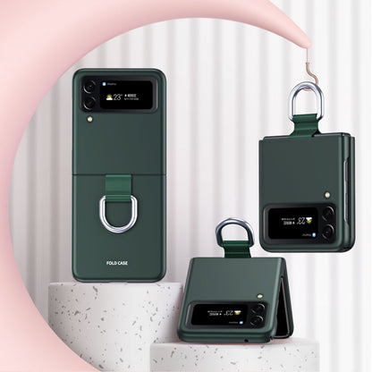 For Samsung Galaxy Z Flip4 Skin Feel Folding Phone Case with Drawstring Key Chain(Green) - Galaxy Z Flip4 5G Cases by buy2fix | Online Shopping UK | buy2fix