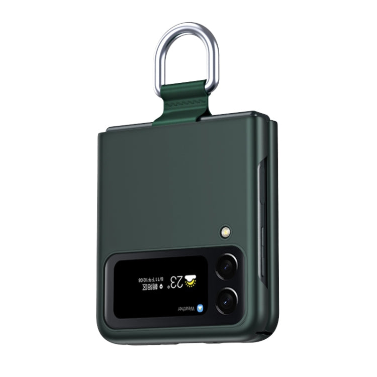 For Samsung Galaxy Z Flip4 Skin Feel Folding Phone Case with Drawstring Key Chain(Green) - Galaxy Z Flip4 5G Cases by buy2fix | Online Shopping UK | buy2fix