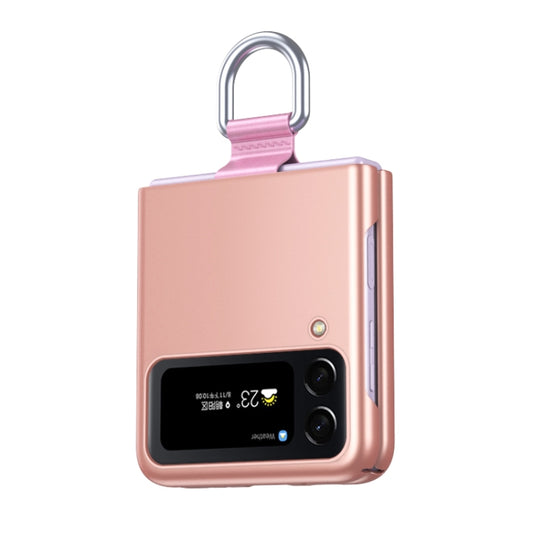 For Samsung Galaxy Z Flip4 Skin Feel Folding Phone Case with Drawstring Key Chain(Rose Gold) - Galaxy Z Flip4 5G Cases by buy2fix | Online Shopping UK | buy2fix