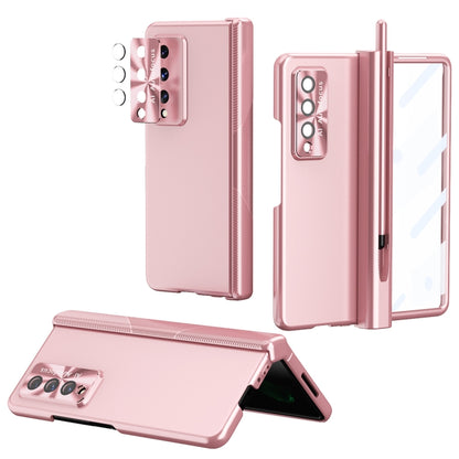 For Samsung Galaxy Z Fold3 5G Electroplating Hinged Folding Phone Case with S Pen Fold Edition(Pink) by buy2fix