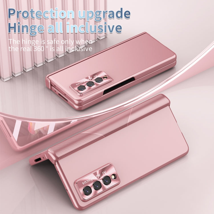 For Samsung Galaxy Z Fold3 5G Electroplating Hinged Folding Phone Case with S Pen Fold Edition(Pink) by buy2fix