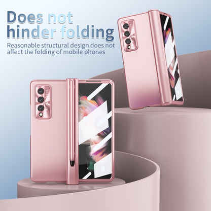 For Samsung Galaxy Z Fold3 5G Electroplating Hinged Folding Phone Case with S Pen Fold Edition(Pink) by buy2fix