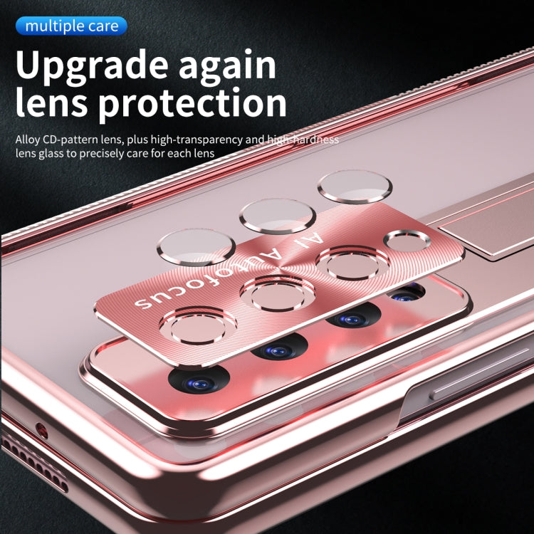 For Samsung Galaxy Z Fold3 5G Magnetic Hinges Plating Phone Case with Holder(Rose Gold) by buy2fix