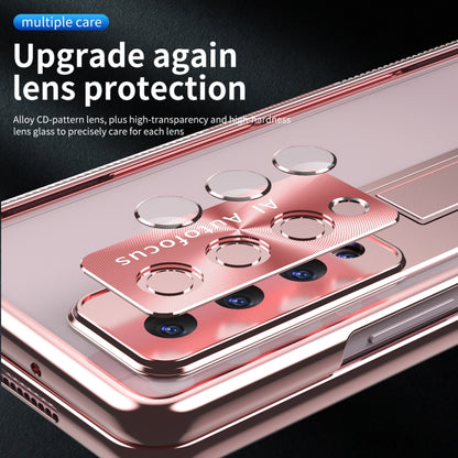 For Samsung Galaxy Z Fold3 5G Magnetic Hinges Plating Phone Case with Holder(Rose Gold) by buy2fix