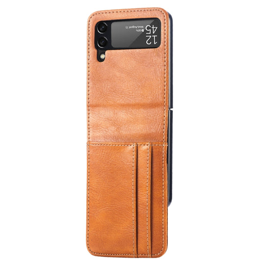 Pour Samsung Galaxy Z Flip4 5G Étui de téléphone en cuir à fente verticale pour carte (marron)