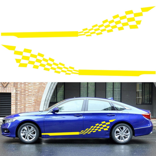 2 PCS/Set D-944 Striped Plaid Pattern Car Modified Decorative Sticker(Yellow)