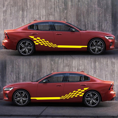 2 PCS/Set D-944 Striped Plaid Pattern Car Modified Decorative Sticker(Yellow) - Decorative Sticker by buy2fix | Online Shopping UK | buy2fix