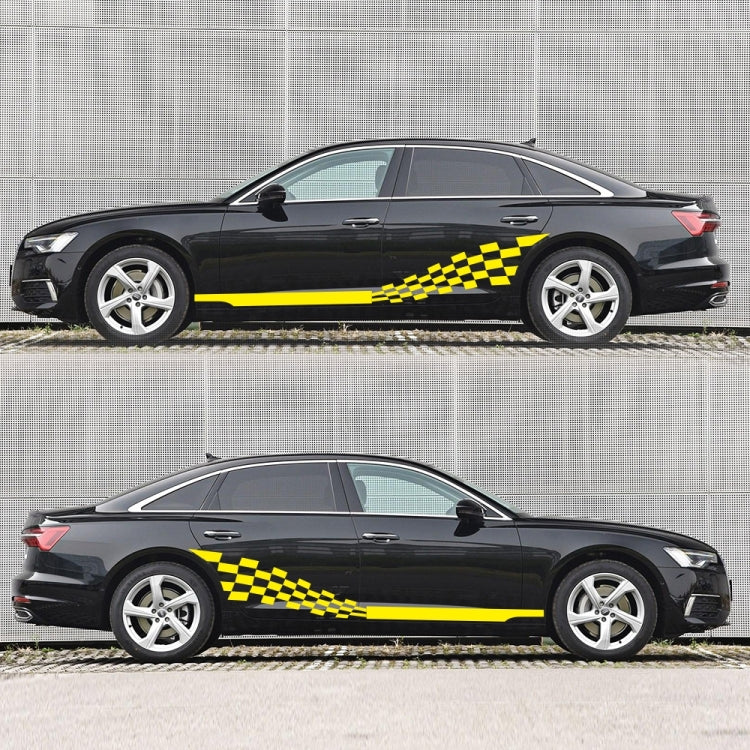 2 PCS/Set D-944 Striped Plaid Pattern Car Modified Decorative Sticker(Yellow) - Decorative Sticker by buy2fix | Online Shopping UK | buy2fix