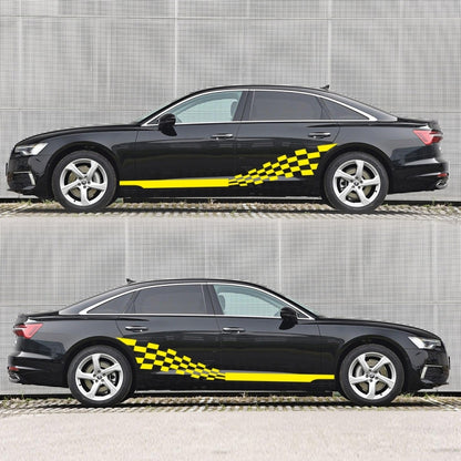 2 PCS/Set D-944 Striped Plaid Pattern Car Modified Decorative Sticker(Yellow) - Decorative Sticker by buy2fix | Online Shopping UK | buy2fix