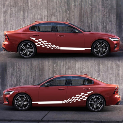 2 PCS/Set D-944 Striped Plaid Pattern Car Modified Decorative Sticker(White) - Decorative Sticker by buy2fix | Online Shopping UK | buy2fix
