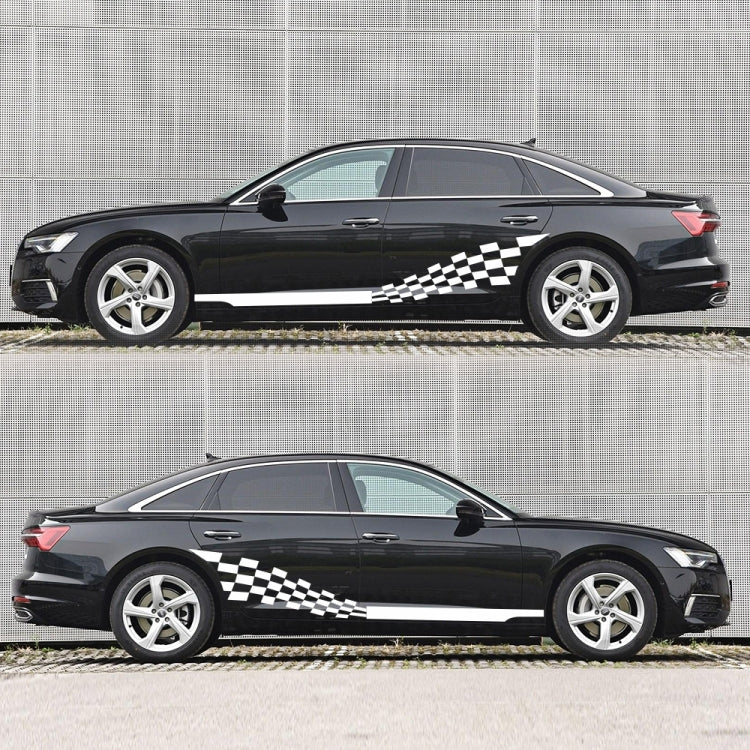 2 PCS/Set D-944 Striped Plaid Pattern Car Modified Decorative Sticker(White) - Decorative Sticker by buy2fix | Online Shopping UK | buy2fix