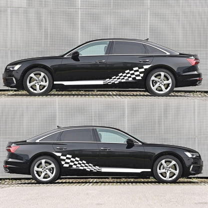 2 PCS/Set D-944 Striped Plaid Pattern Car Modified Decorative Sticker(White) - Decorative Sticker by buy2fix | Online Shopping UK | buy2fix