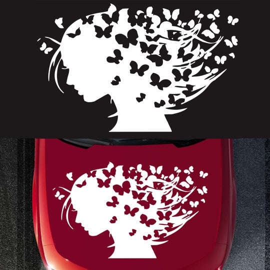 D-956 Butterfly Girl Pattern Car Modified Decorative Sticker(White)
