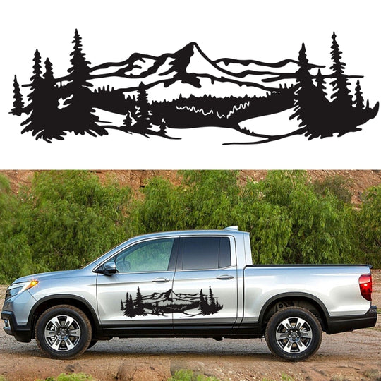 Autocollant décoratif modifié pour voiture, motif de montagnes D-957, 2 pièces/ensemble (noir)