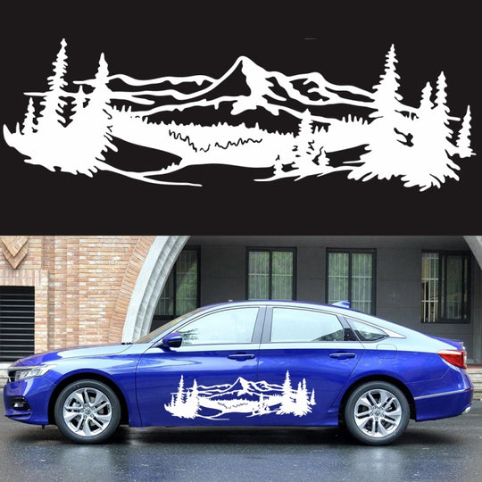 2 PCS/Set D-957 Mountains Pattern Car Modified Decorative Sticker(White)