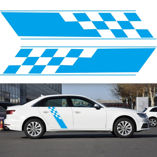 2 PCS/Set D-962 Checkered Flag Pattern Car Modified Decorative Sticker(Blue)