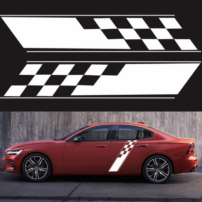 2 PCS/Set D-962 Checkered Flag Pattern Car Modified Decorative Sticker(White) - Decorative Sticker by buy2fix | Online Shopping UK | buy2fix