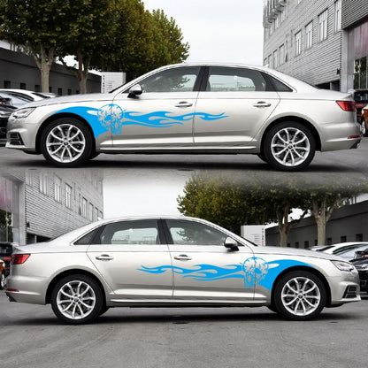 2 PCS/Set D-964 Skull Flame Pattern Car Modified Decorative Sticker(Blue) - Decorative Sticker by buy2fix | Online Shopping UK | buy2fix