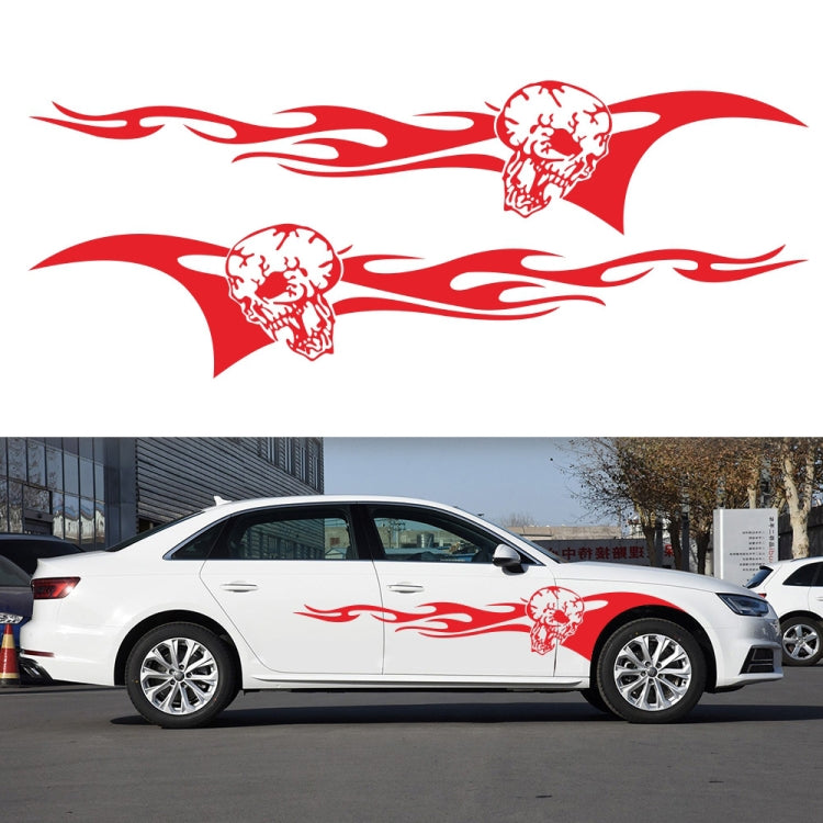 2 PCS/Set D-964 Skull Flame Pattern Car Modified Decorative Sticker(Red) - Decorative Sticker by buy2fix | Online Shopping UK | buy2fix