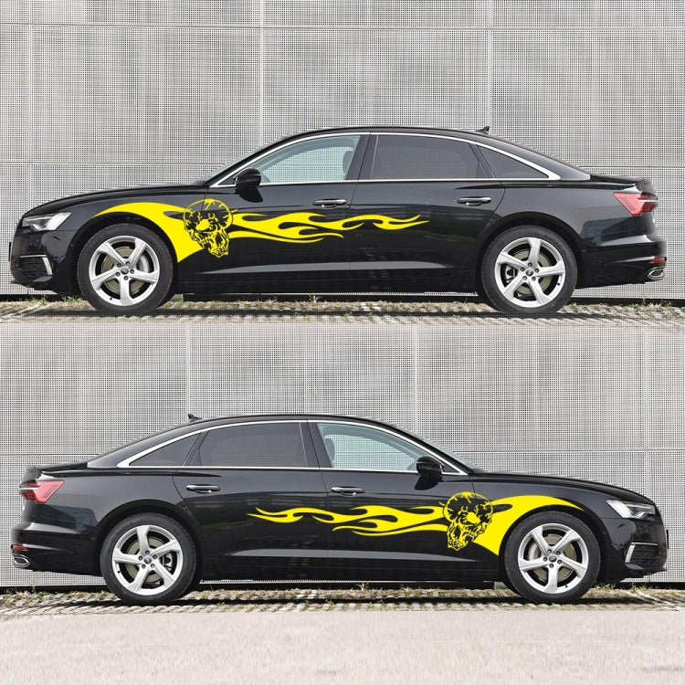 2 PCS/Set D-964 Skull Flame Pattern Car Modified Decorative Sticker(Yellow) - Decorative Sticker by buy2fix | Online Shopping UK | buy2fix