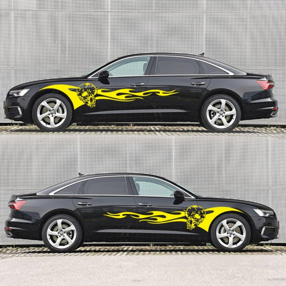2 PCS/Set D-964 Skull Flame Pattern Car Modified Decorative Sticker(Yellow) - Decorative Sticker by buy2fix | Online Shopping UK | buy2fix