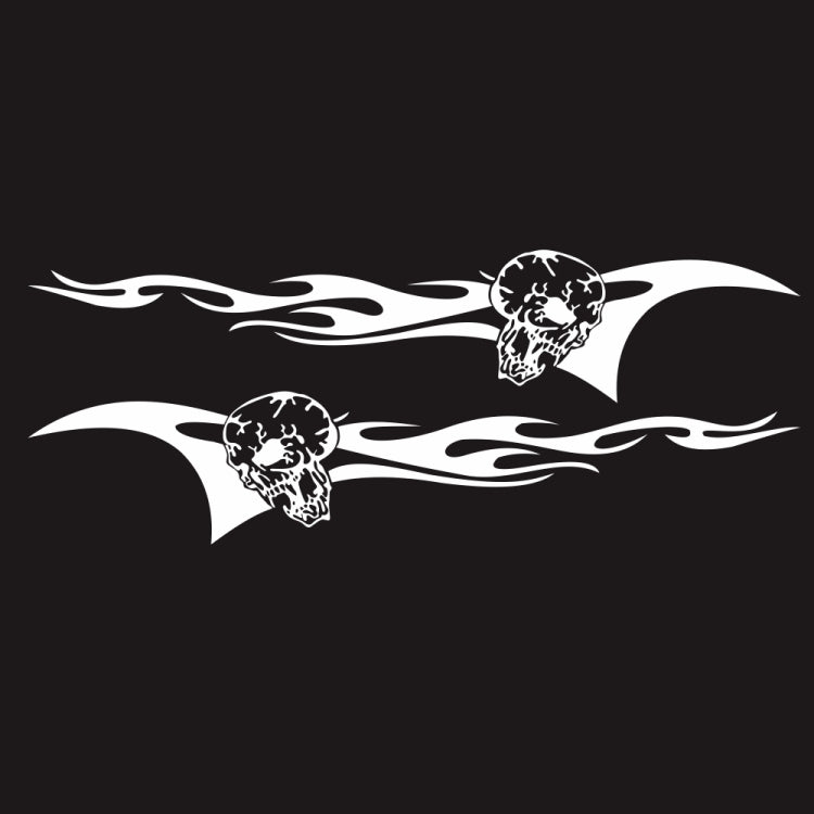 2 PCS/Set D-964 Skull Flame Pattern Car Modified Decorative Sticker(White) - Decorative Sticker by buy2fix | Online Shopping UK | buy2fix