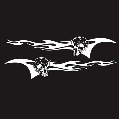 2 PCS/Set D-964 Skull Flame Pattern Car Modified Decorative Sticker(White) - Decorative Sticker by buy2fix | Online Shopping UK | buy2fix
