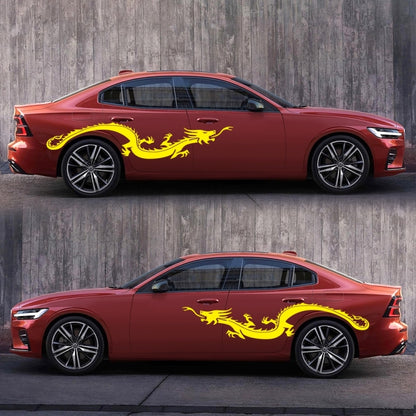 2 PCS/Set D-965 Dragon Pattern Car Modified Decorative Sticker(Yellow) - Decorative Sticker by buy2fix | Online Shopping UK | buy2fix