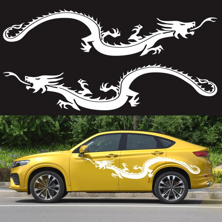 2 PCS/Set D-965 Dragon Pattern Car Modified Decorative Sticker(White) - Decorative Sticker by buy2fix | Online Shopping UK | buy2fix