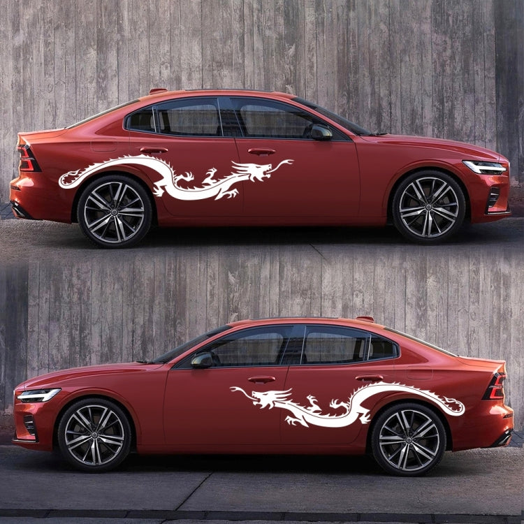 2 PCS/Set D-965 Dragon Pattern Car Modified Decorative Sticker(White) - Decorative Sticker by buy2fix | Online Shopping UK | buy2fix
