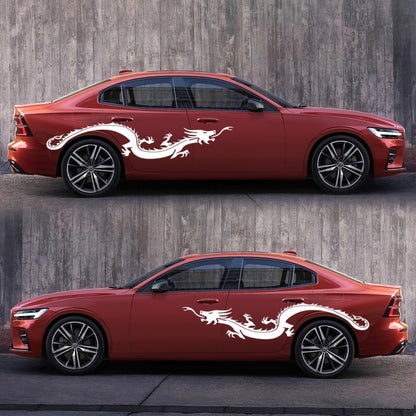 2 PCS/Set D-965 Dragon Pattern Car Modified Decorative Sticker(White) - Decorative Sticker by buy2fix | Online Shopping UK | buy2fix