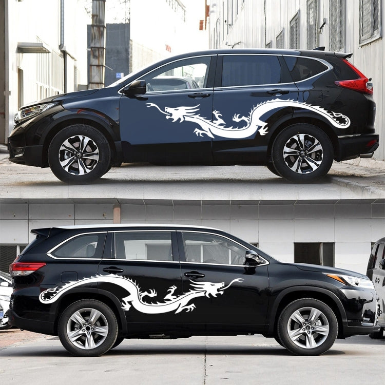 2 PCS/Set D-965 Dragon Pattern Car Modified Decorative Sticker(White) - Decorative Sticker by buy2fix | Online Shopping UK | buy2fix