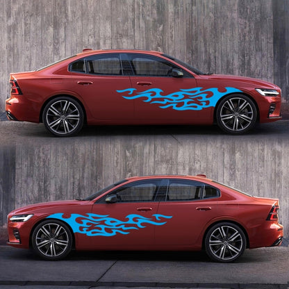2 PCS/Set D-969 Flame Pattern Car Modified Decorative Sticker(Blue) - Decorative Sticker by buy2fix | Online Shopping UK | buy2fix