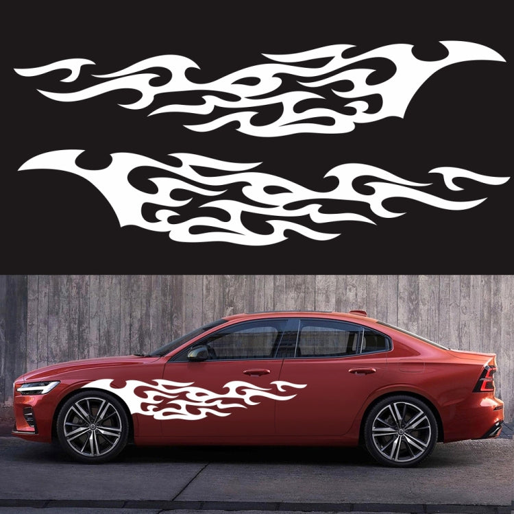 2 PCS/Set D-969 Flame Pattern Car Modified Decorative Sticker(White) - Decorative Sticker by buy2fix | Online Shopping UK | buy2fix