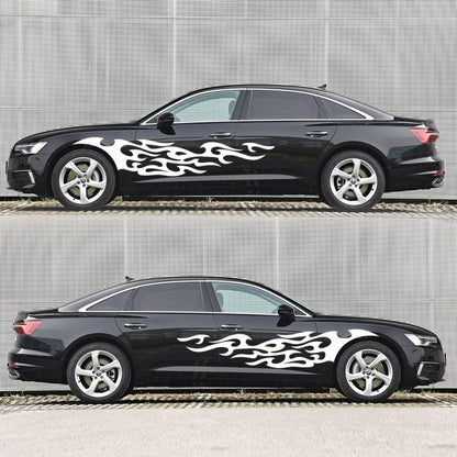 2 PCS/Set D-969 Flame Pattern Car Modified Decorative Sticker(White) - Decorative Sticker by buy2fix | Online Shopping UK | buy2fix