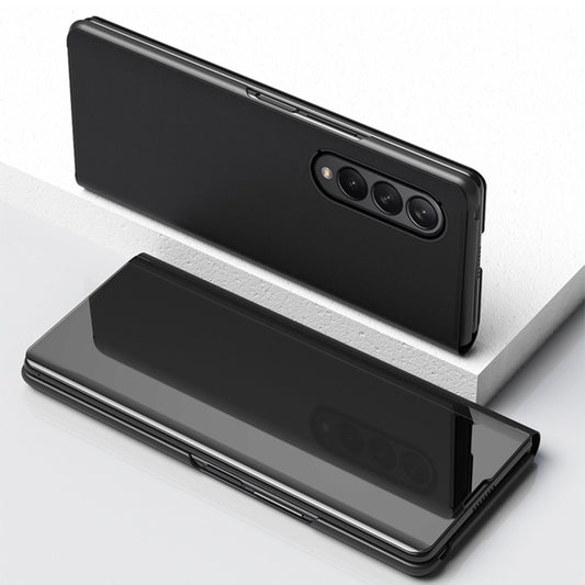 For Samsung Galaxy Z Fold4 5G Single Electroplating Flip Mirror Shockproof Phone Case(Black) - Galaxy Z Fold4 5G Cases by buy2fix | Online Shopping UK | buy2fix