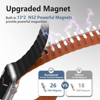 Reverse Buckle Magnetic Silicone Watch Band For Apple Watch Ultra 49mm&Watch Ultra 2 49mm / Series 9&8&7 45mm / SE 3&SE 2&6&SE&5&4 44mm / 3&2&1 42mm(Black Yellow) by buy2fix