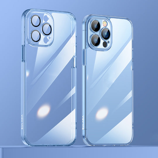 For iPhone 13 Pro Max SULADA Crytal Steel Series Diamond Glass + TPU Phone Case (Blue)