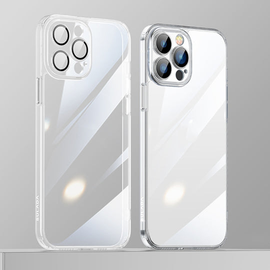 For iPhone 13 Pro Max SULADA Crytal Steel Series Diamond Glass + TPU Phone Case (Transparent)
