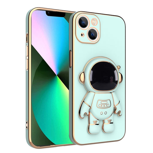 For iPhone 11 Plating Astronaut Holder Phone Case (Matcha Green) - iPhone 11 Cases by buy2fix | Online Shopping UK | buy2fix
