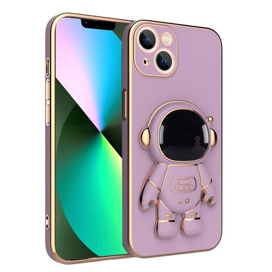 For iPhone 11 Plating Astronaut Holder Phone Case (Purple) - iPhone 11 Cases by buy2fix | Online Shopping UK | buy2fix