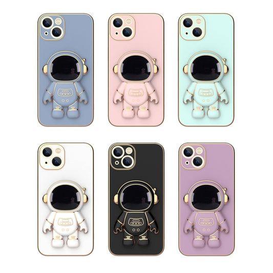 For iPhone 11 Plating Astronaut Holder Phone Case (Purple) - iPhone 11 Cases by buy2fix | Online Shopping UK | buy2fix