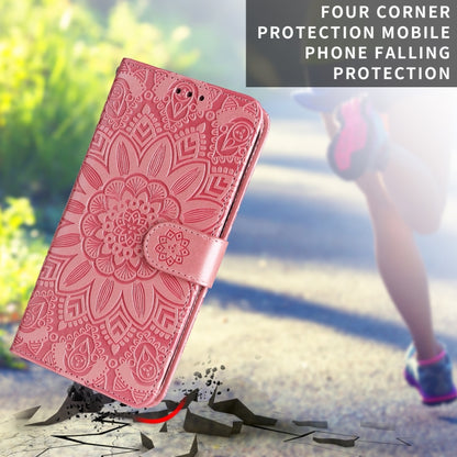 For iPhone 11 Embossed Sunflower Leather Phone Case (Pink) - iPhone 11 Cases by buy2fix | Online Shopping UK | buy2fix