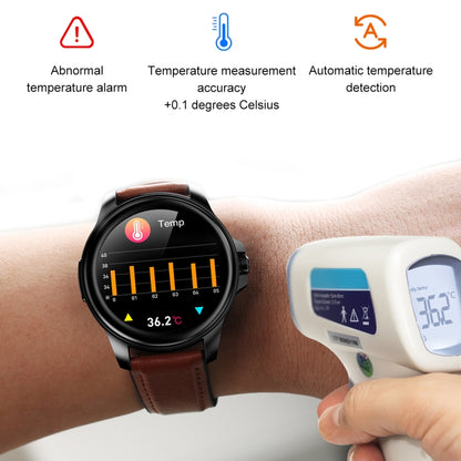E89 1.32 Inch Screen Leather Strap Smart Health Watch Supports ECG Function, AI Medical Diagnosis, Body Temperature Monitoring(Black) by buy2fix