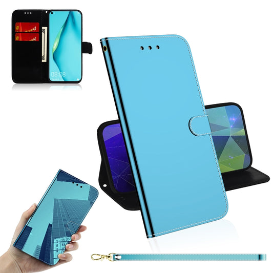 For Huawei P40 lite Imitated Mirror Surface Horizontal Flip Leather Case with Holder & Card Slots & Wallet & Lanyard(Blue) - Huawei Cases by buy2fix | Online Shopping UK | buy2fix