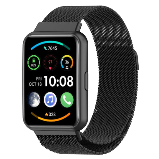 Pour Huawei Watch Fit 2 Milan Bracelet de montre magnétique en acier inoxydable (noir)